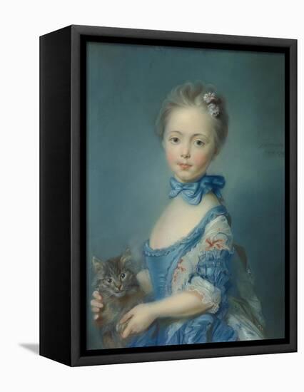 A Girl with a Kitten, 1745-Jean-Baptiste Perronneau-Framed Premier Image Canvas