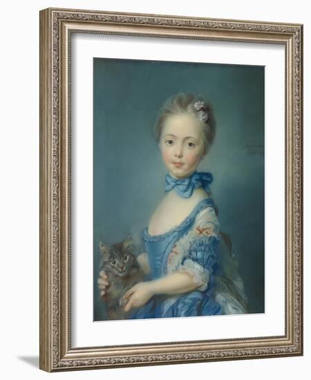 A Girl with a Kitten, 1745-Jean-Baptiste Perronneau-Framed Giclee Print