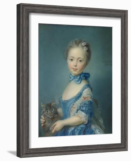 A Girl with a Kitten, 1745-Jean-Baptiste Perronneau-Framed Giclee Print