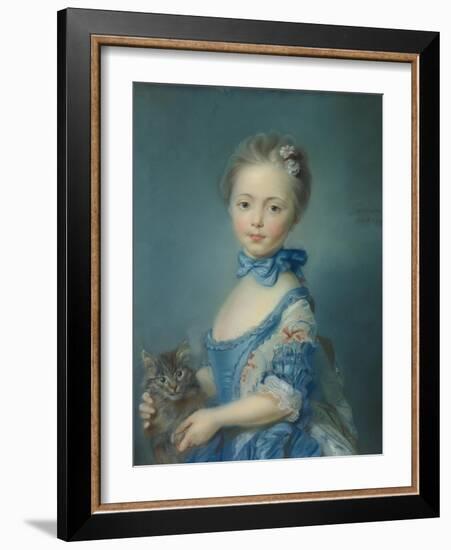 A Girl with a Kitten, 1745-Jean-Baptiste Perronneau-Framed Giclee Print