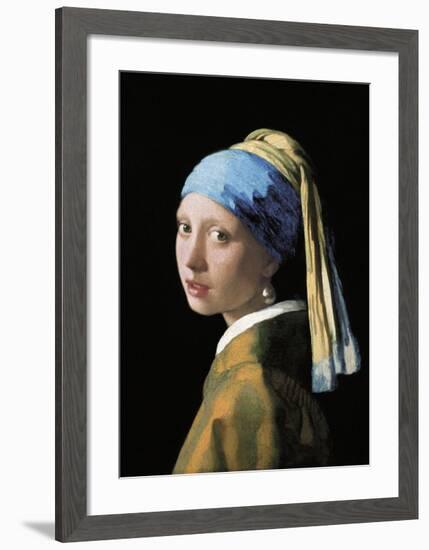 A Girl with a Pearl Earring-Johannes Vermeer-Framed Premium Giclee Print