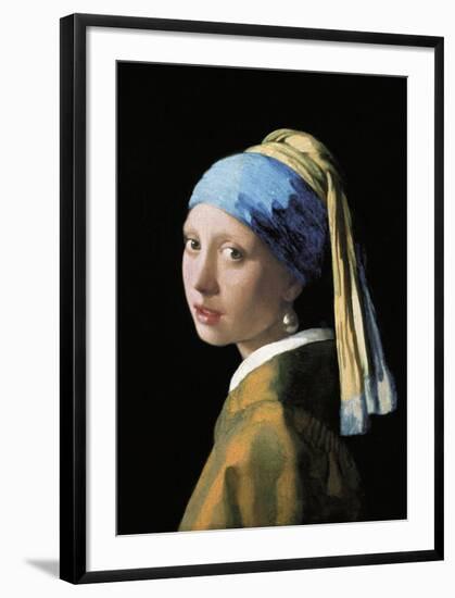 A Girl with a Pearl Earring-Johannes Vermeer-Framed Premium Giclee Print