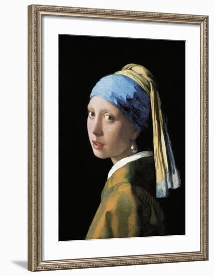 A Girl with a Pearl Earring-Johannes Vermeer-Framed Premium Giclee Print