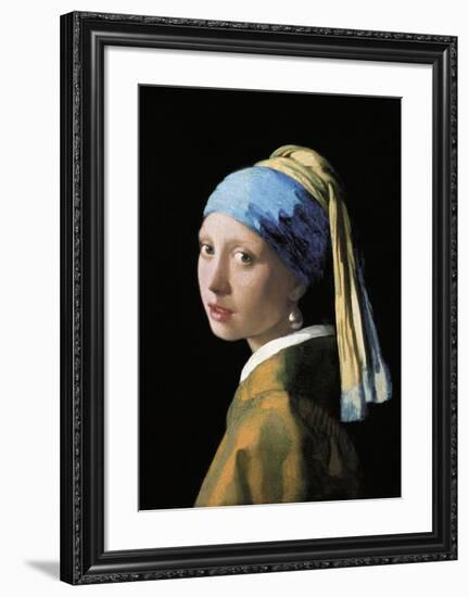 A Girl with a Pearl Earring-Johannes Vermeer-Framed Premium Giclee Print