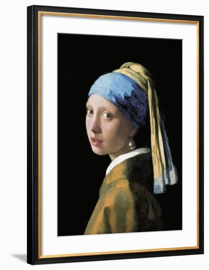 A Girl with a Pearl Earring-Johannes Vermeer-Framed Premium Giclee Print