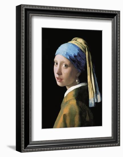 A Girl with a Pearl Earring-Jan Vermeer-Framed Art Print