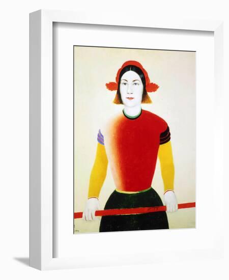 A Girl with a Red Pole, 1932-1933-Kazimir Malevich-Framed Giclee Print