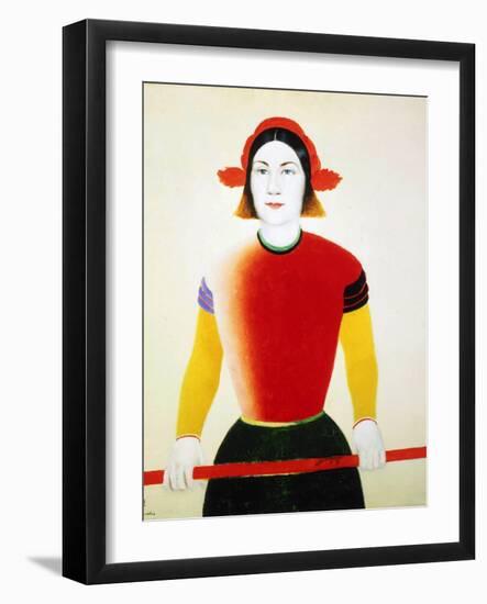 A Girl with a Red Pole, 1932-1933-Kazimir Malevich-Framed Giclee Print