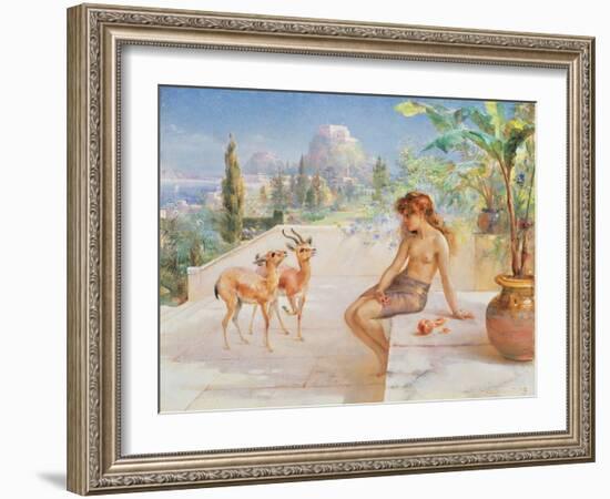 A Girl with Gazelles-Arthur Drummond-Framed Giclee Print