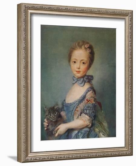 A Girl with Kitten, C1743-Jean-Baptiste Perronneau-Framed Giclee Print