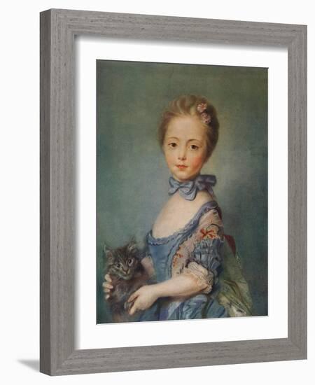 A Girl with Kitten, C1743-Jean-Baptiste Perronneau-Framed Giclee Print