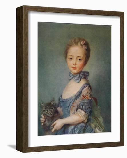 A Girl with Kitten, C1743-Jean-Baptiste Perronneau-Framed Giclee Print