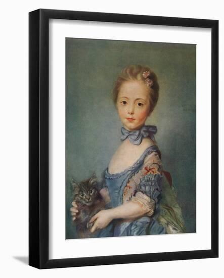 A Girl with Kitten, C1743-Jean-Baptiste Perronneau-Framed Giclee Print