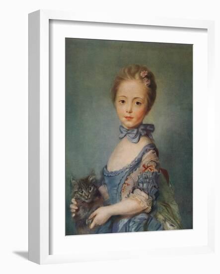 A Girl with Kitten, C1743-Jean-Baptiste Perronneau-Framed Giclee Print