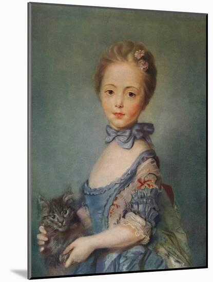 A Girl with Kitten, C1743-Jean-Baptiste Perronneau-Mounted Giclee Print