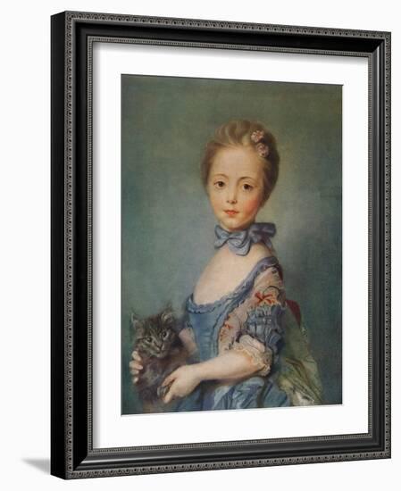 A Girl with Kitten, C1743-Jean-Baptiste Perronneau-Framed Giclee Print