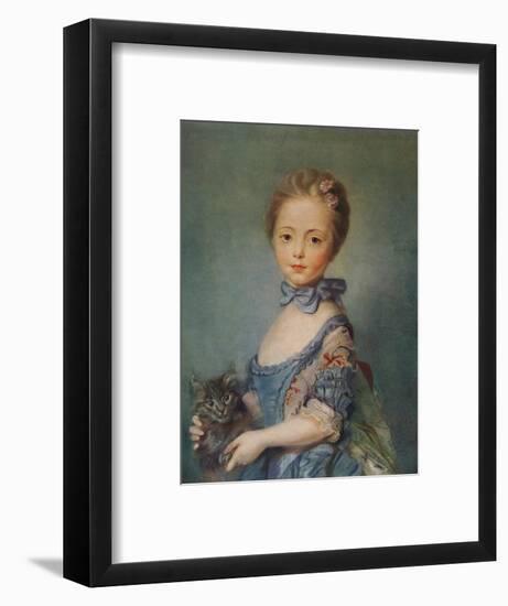 A Girl with Kitten, C1743-Jean-Baptiste Perronneau-Framed Giclee Print