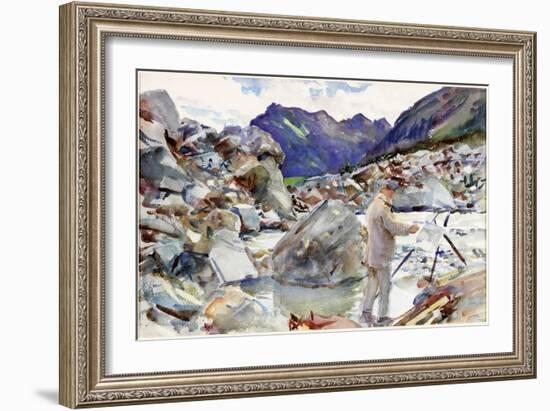 A Glacier Stream in the Alps, C.1904 (Pencil and Watercolour on Paper)-John Singer Sargent-Framed Giclee Print