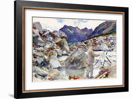 A Glacier Stream in the Alps, C.1904 (Pencil and Watercolour on Paper)-John Singer Sargent-Framed Giclee Print