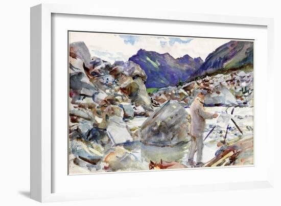 A Glacier Stream in the Alps, C.1904 (Pencil and Watercolour on Paper)-John Singer Sargent-Framed Giclee Print