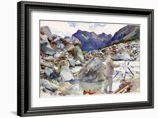 A Glacier Stream in the Alps, C.1904 (Pencil and Watercolour on Paper)-John Singer Sargent-Framed Giclee Print