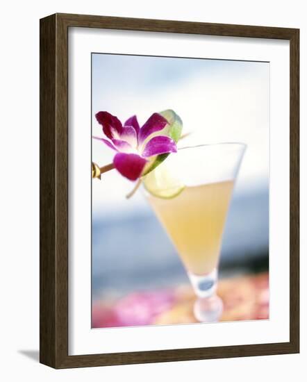 A Glass of Daiquiri, Garnished with Lime Peel & Flower-null-Framed Photographic Print