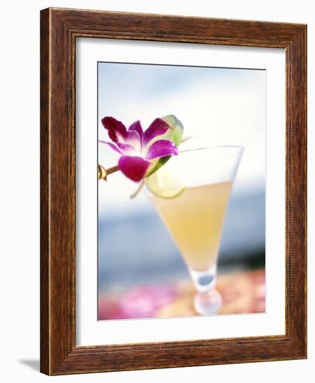 A Glass of Daiquiri, Garnished with Lime Peel & Flower-null-Framed Photographic Print