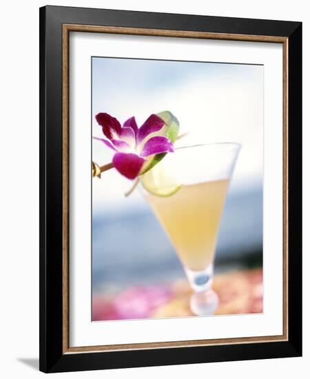 A Glass of Daiquiri, Garnished with Lime Peel & Flower-null-Framed Photographic Print