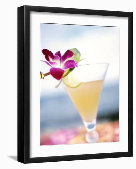 A Glass of Daiquiri, Garnished with Lime Peel & Flower-null-Framed Photographic Print