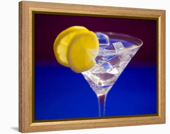 A Glass of Martini with Ice Cubes and Lemon Slices-null-Framed Premier Image Canvas