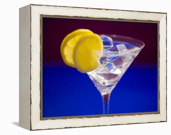 A Glass of Martini with Ice Cubes and Lemon Slices-null-Framed Premier Image Canvas