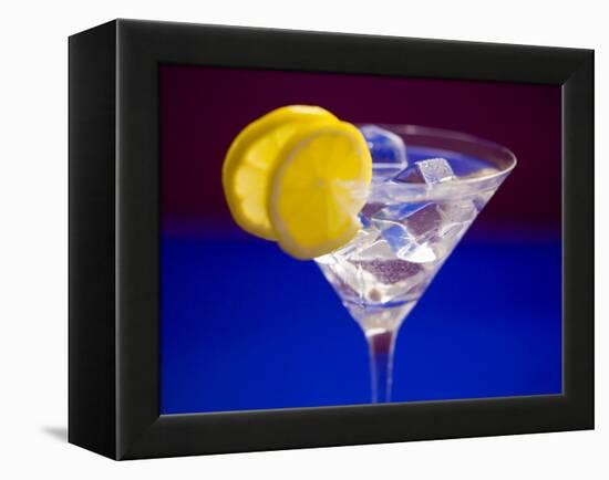 A Glass of Martini with Ice Cubes and Lemon Slices-null-Framed Premier Image Canvas