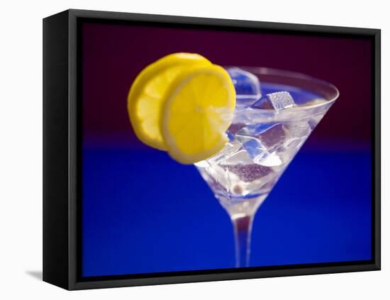 A Glass of Martini with Ice Cubes and Lemon Slices-null-Framed Premier Image Canvas