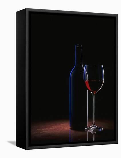 A Glass of Red Wine and a Wine Bottle-Roland Krieg-Framed Premier Image Canvas