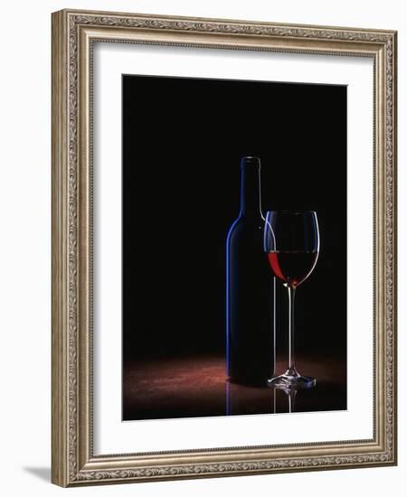 A Glass of Red Wine and a Wine Bottle-Roland Krieg-Framed Photographic Print