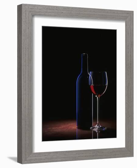 A Glass of Red Wine and a Wine Bottle-Roland Krieg-Framed Photographic Print