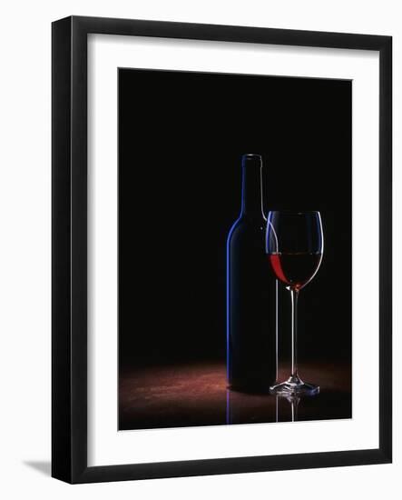 A Glass of Red Wine and a Wine Bottle-Roland Krieg-Framed Photographic Print