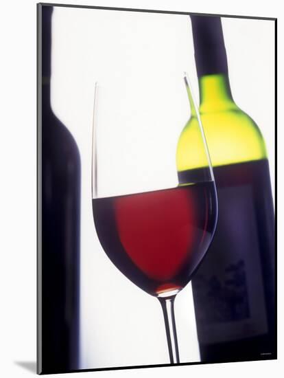 A Glass of Red Wine with a Bottle in the Background-Armin Faber-Mounted Photographic Print