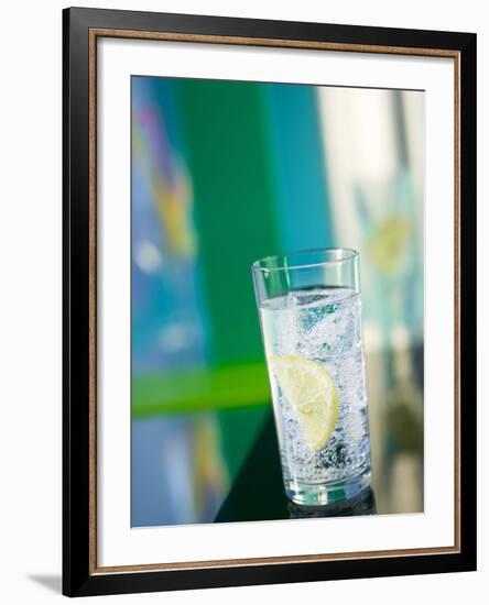 A Glass of Sparkling Mineral Water with a Wedge of Lemon-Brigitte Protzel-Framed Photographic Print