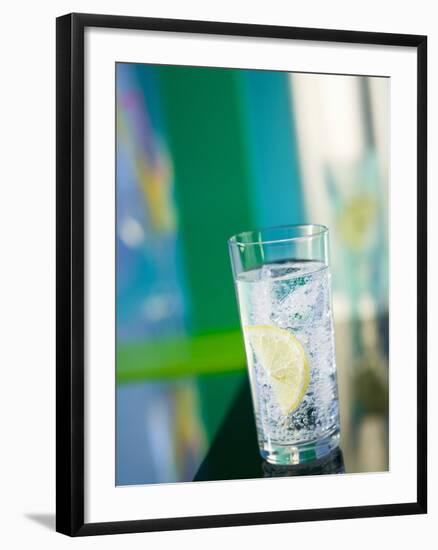 A Glass of Sparkling Mineral Water with a Wedge of Lemon-Brigitte Protzel-Framed Photographic Print