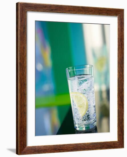 A Glass of Sparkling Mineral Water with a Wedge of Lemon-Brigitte Protzel-Framed Photographic Print