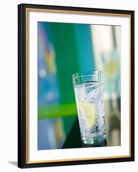 A Glass of Sparkling Mineral Water with a Wedge of Lemon-Brigitte Protzel-Framed Photographic Print