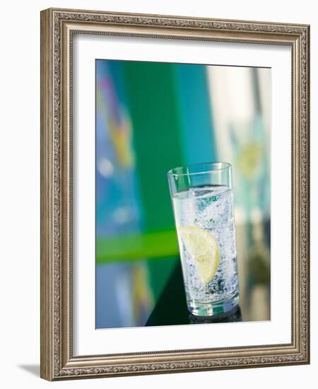 A Glass of Sparkling Mineral Water with a Wedge of Lemon-Brigitte Protzel-Framed Photographic Print