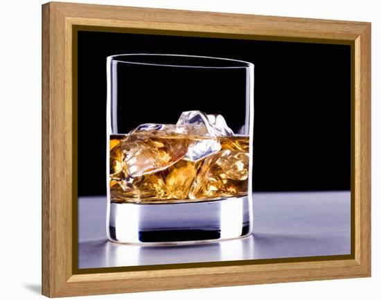 A Glass of Whisky with Ice Cubes-Mark Vogel-Framed Premier Image Canvas
