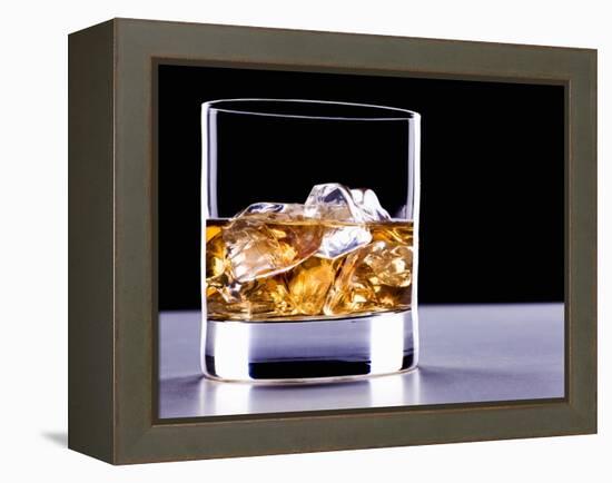 A Glass of Whisky with Ice Cubes-Mark Vogel-Framed Premier Image Canvas