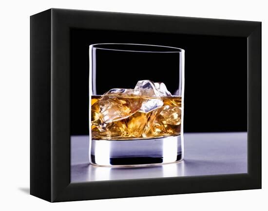 A Glass of Whisky with Ice Cubes-Mark Vogel-Framed Premier Image Canvas