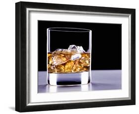 A Glass of Whisky with Ice Cubes-Mark Vogel-Framed Photographic Print