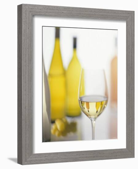 A Glass of White Wine and Wine Bottles in Background-Ulrike Koeb-Framed Photographic Print