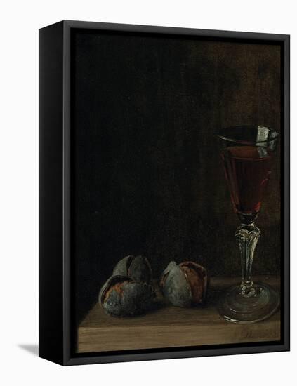 A Glass of Wine with Walnuts on a Table-Balthasar Denner-Framed Premier Image Canvas