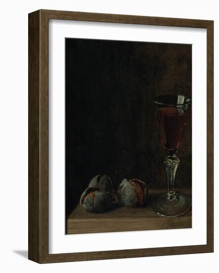 A Glass of Wine with Walnuts on a Table-Balthasar Denner-Framed Giclee Print